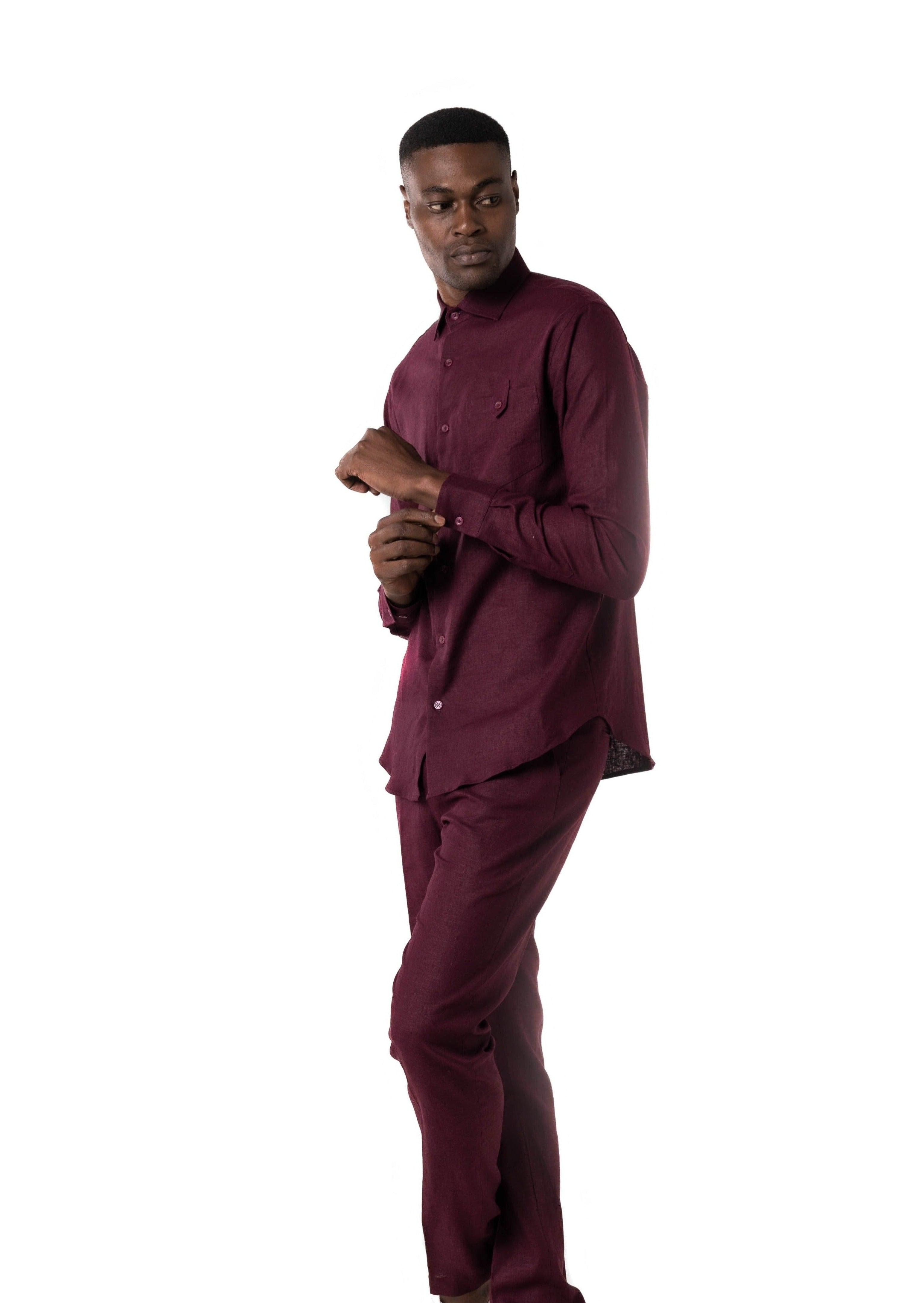 Organic Linen Set (Deep Plum)