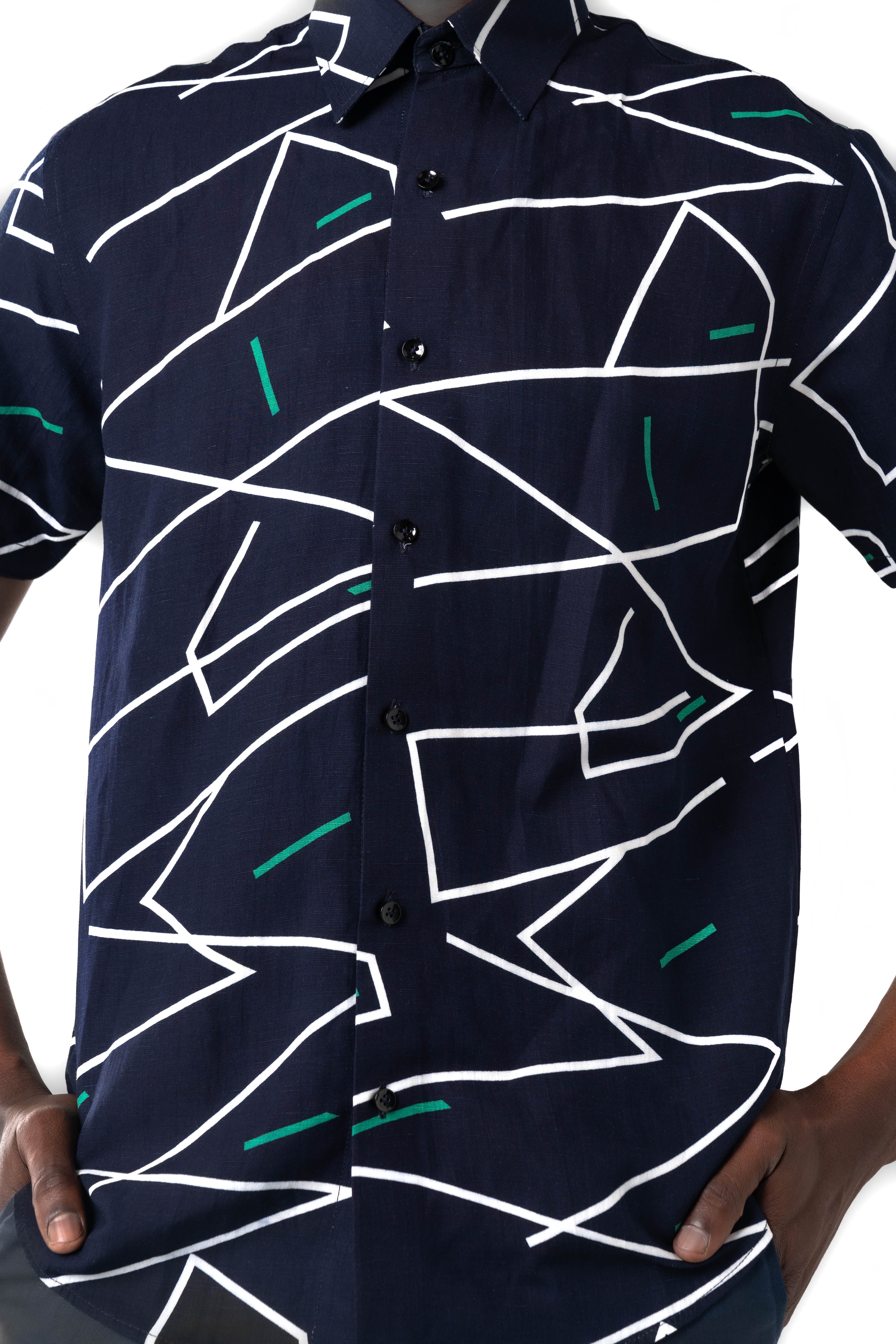 Geometric Printed Shirt (Navy)