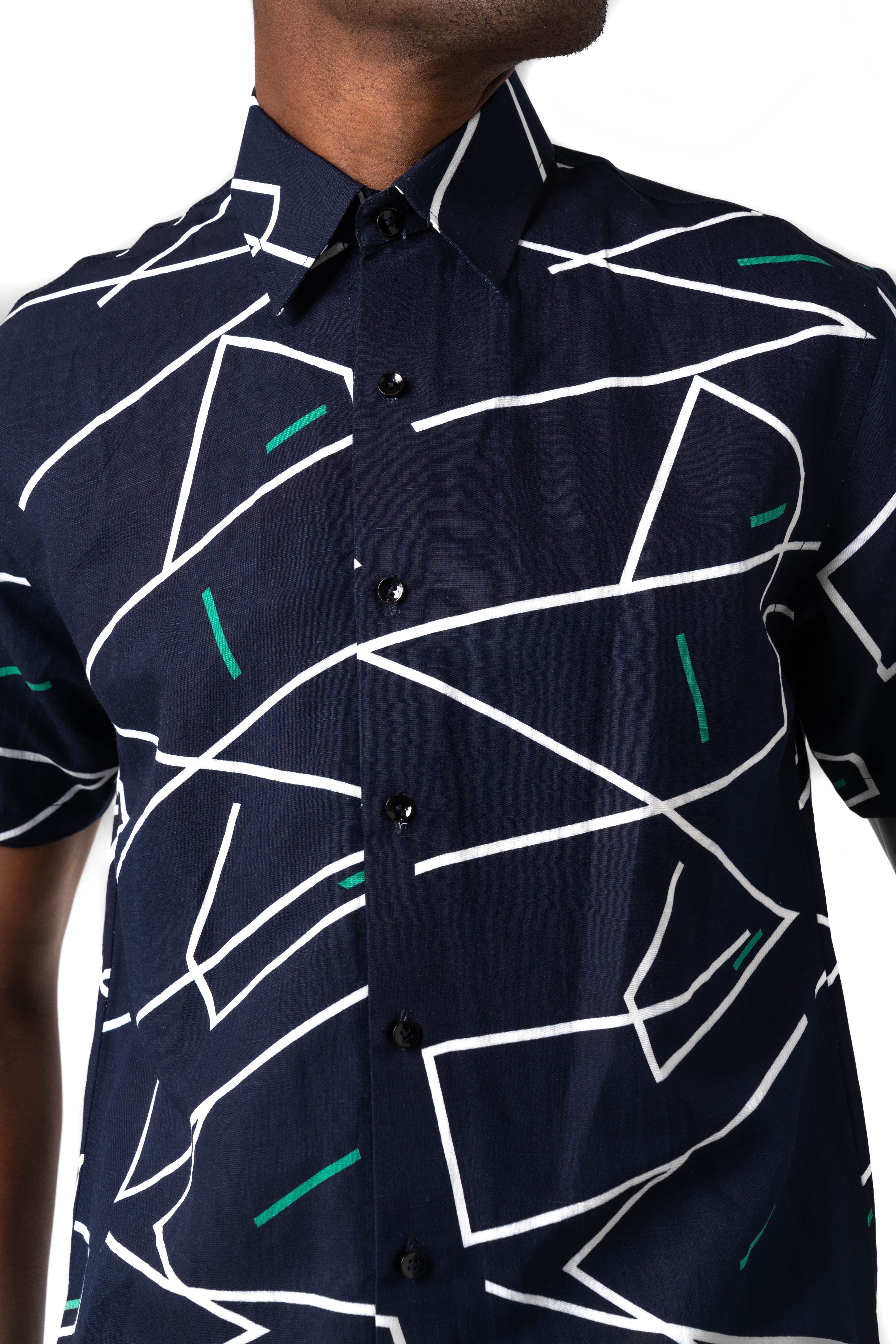 Geometric Printed Shirt (Navy)