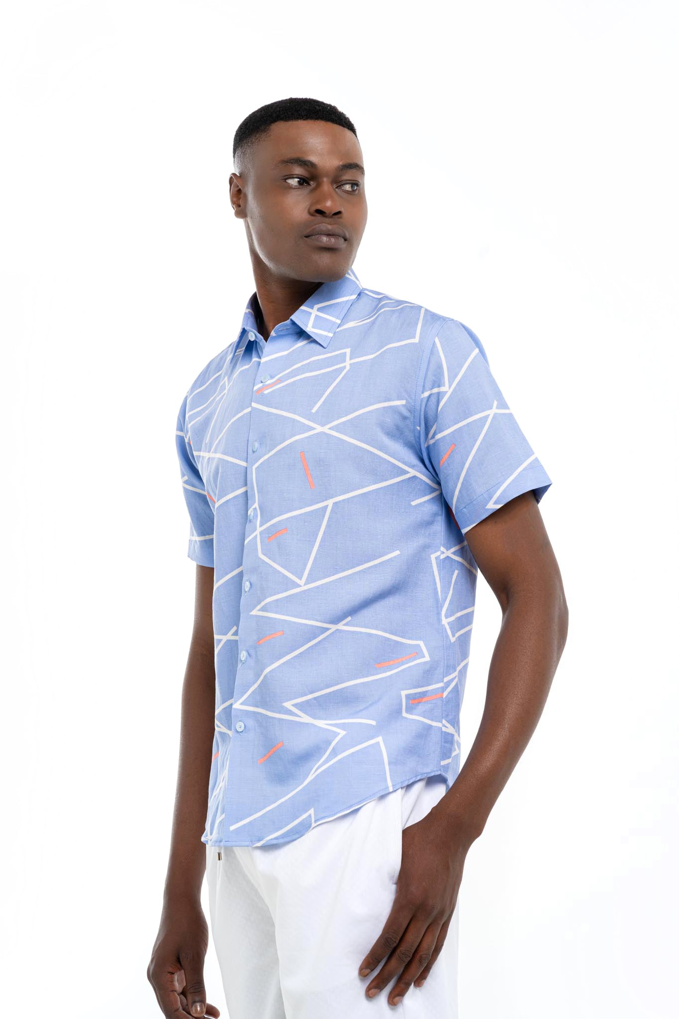 Geometric Printed Shirt (Light Blue)