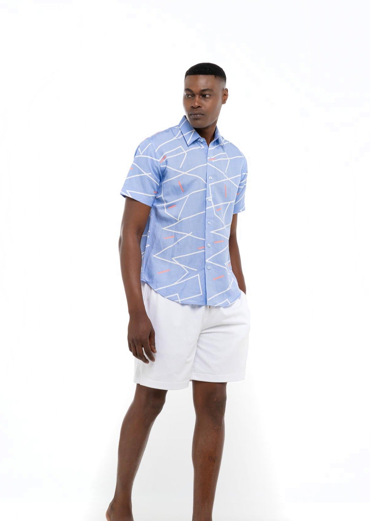 Geometric Printed Shirt (Light Blue)