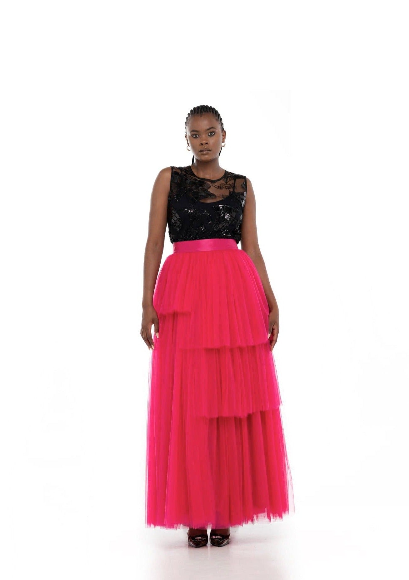 Layered Tulle Skirt (Fuschia)