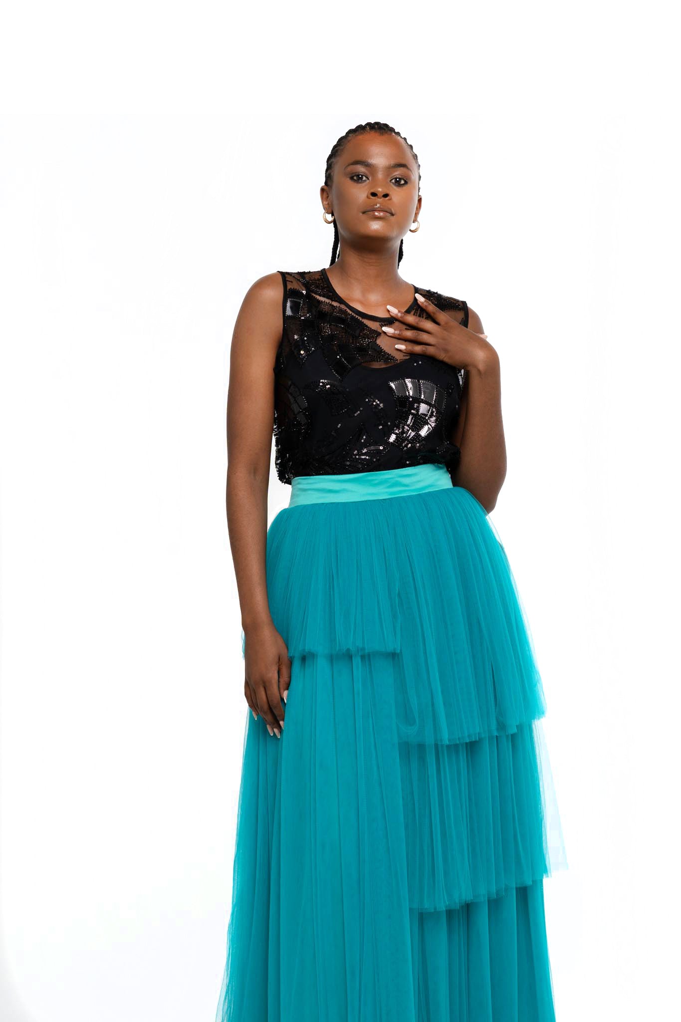 Layered Tulle Skirt (Turquoise)