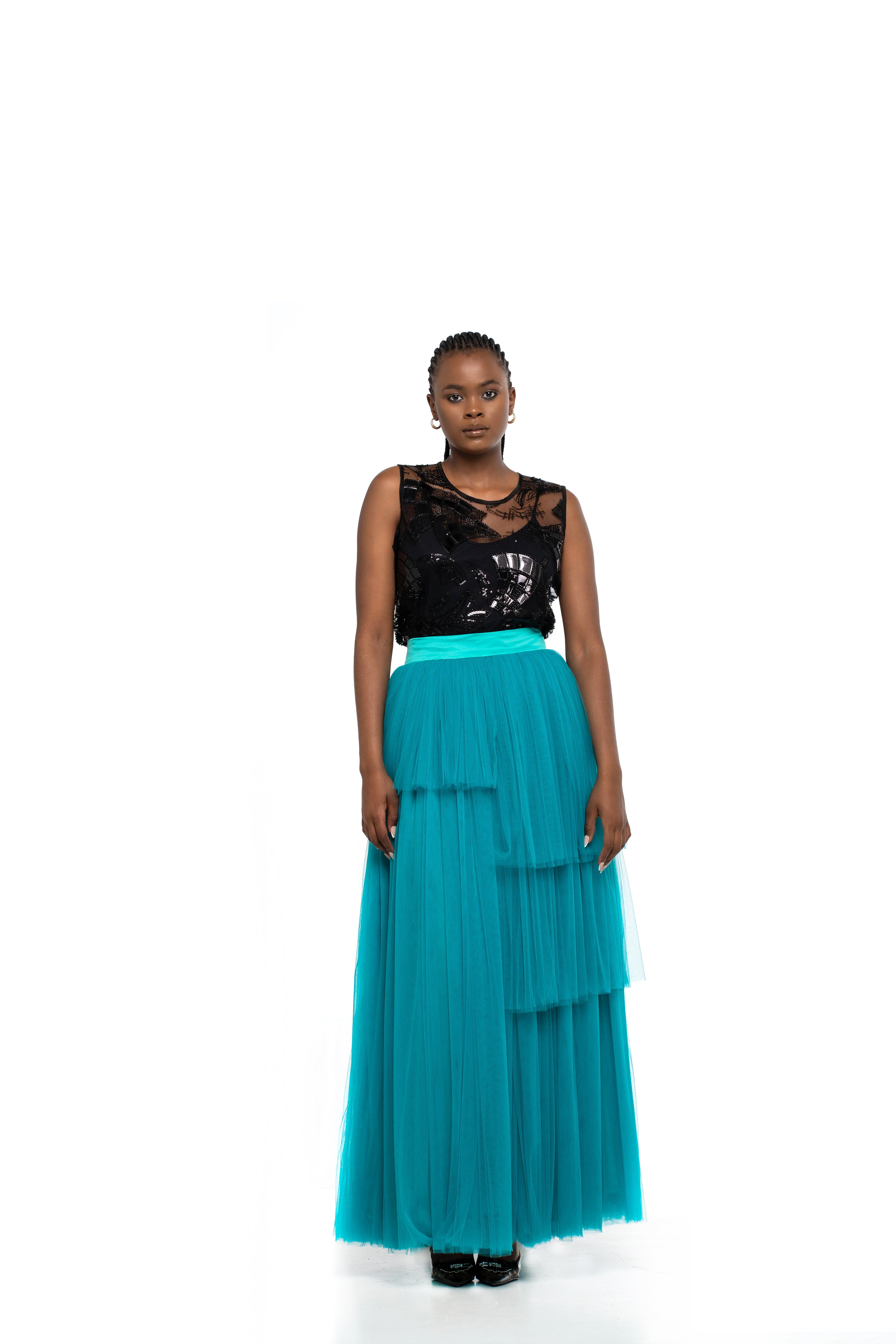 Layered Tulle Skirt (Turquoise)