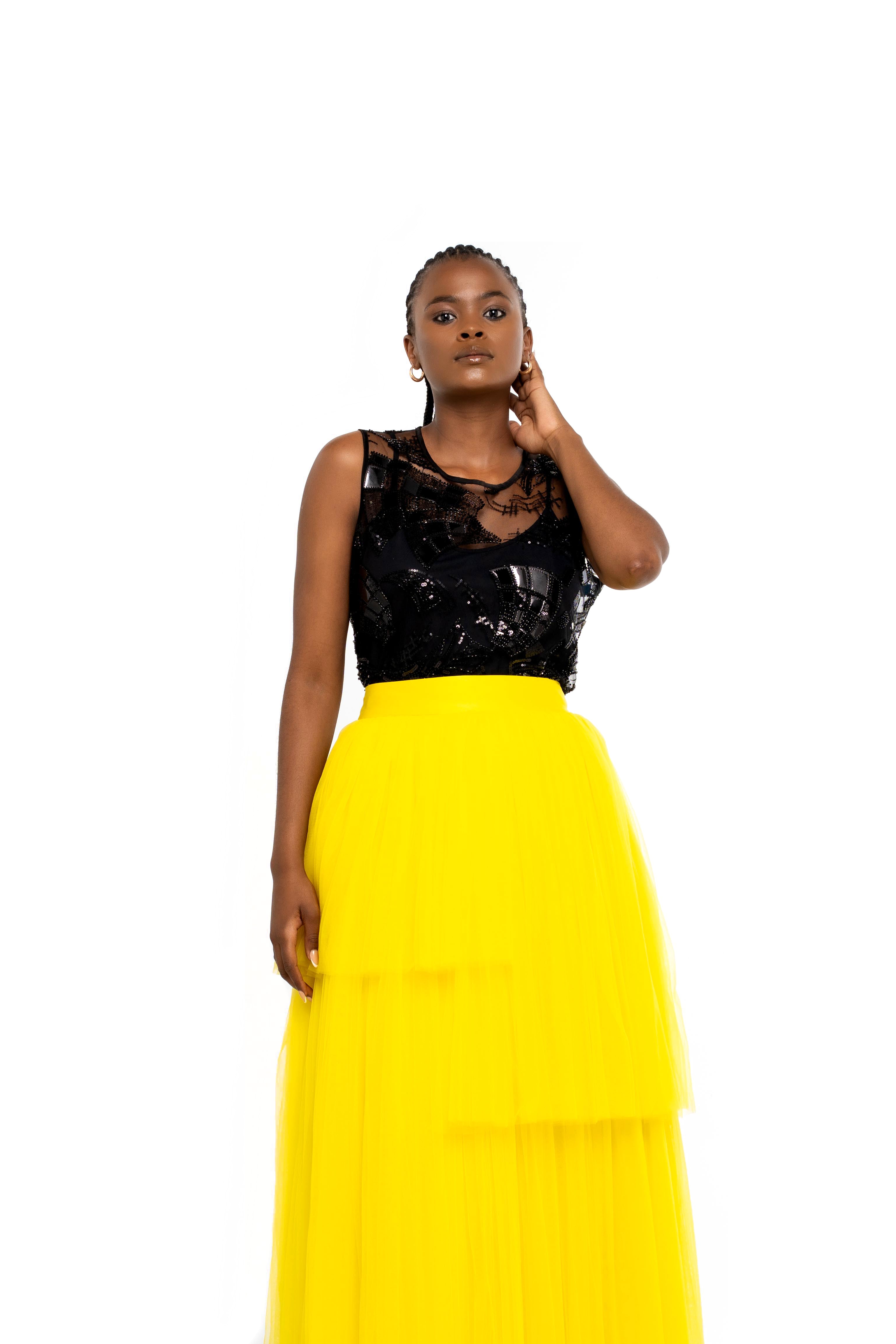 Layered Tulle Skirt (Yellow)